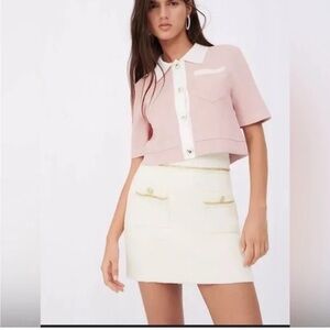 Maje Myshirt Cropped Short Sleeve Cardigan size S